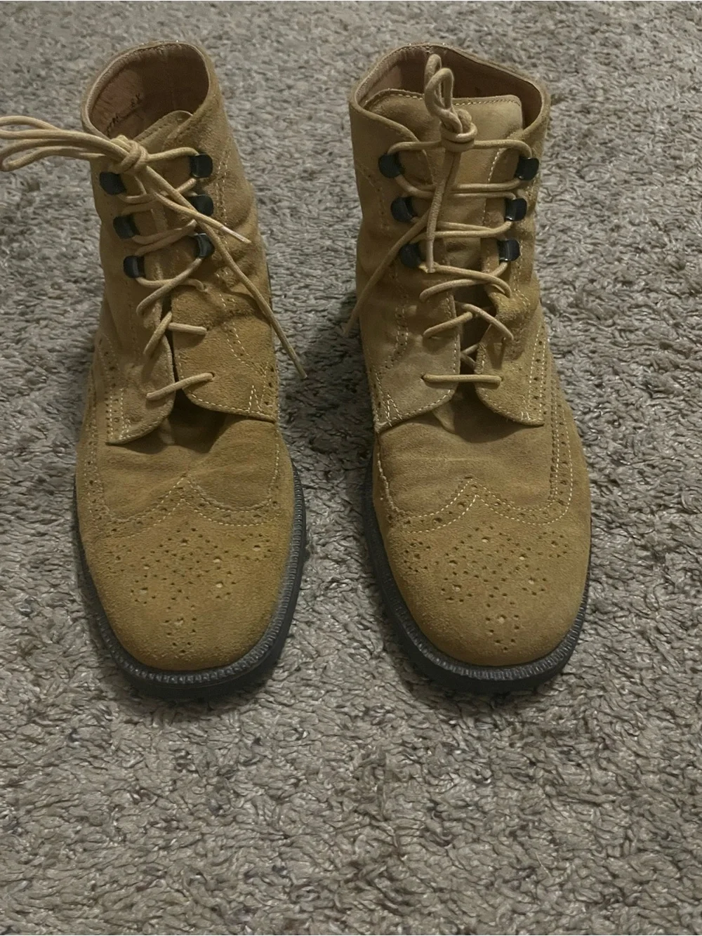 Michael Toschi boots wingtip suede brown tan boots made in Italy rare boots 8.5